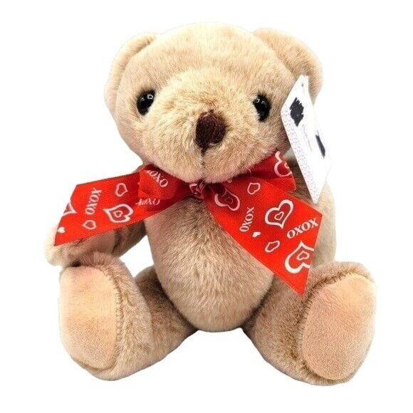2/$15 Valentines Love Bear Plush Brown 9.5" Posable Legs Arms XOXO Ribbon Publix - Picture 1 of 11